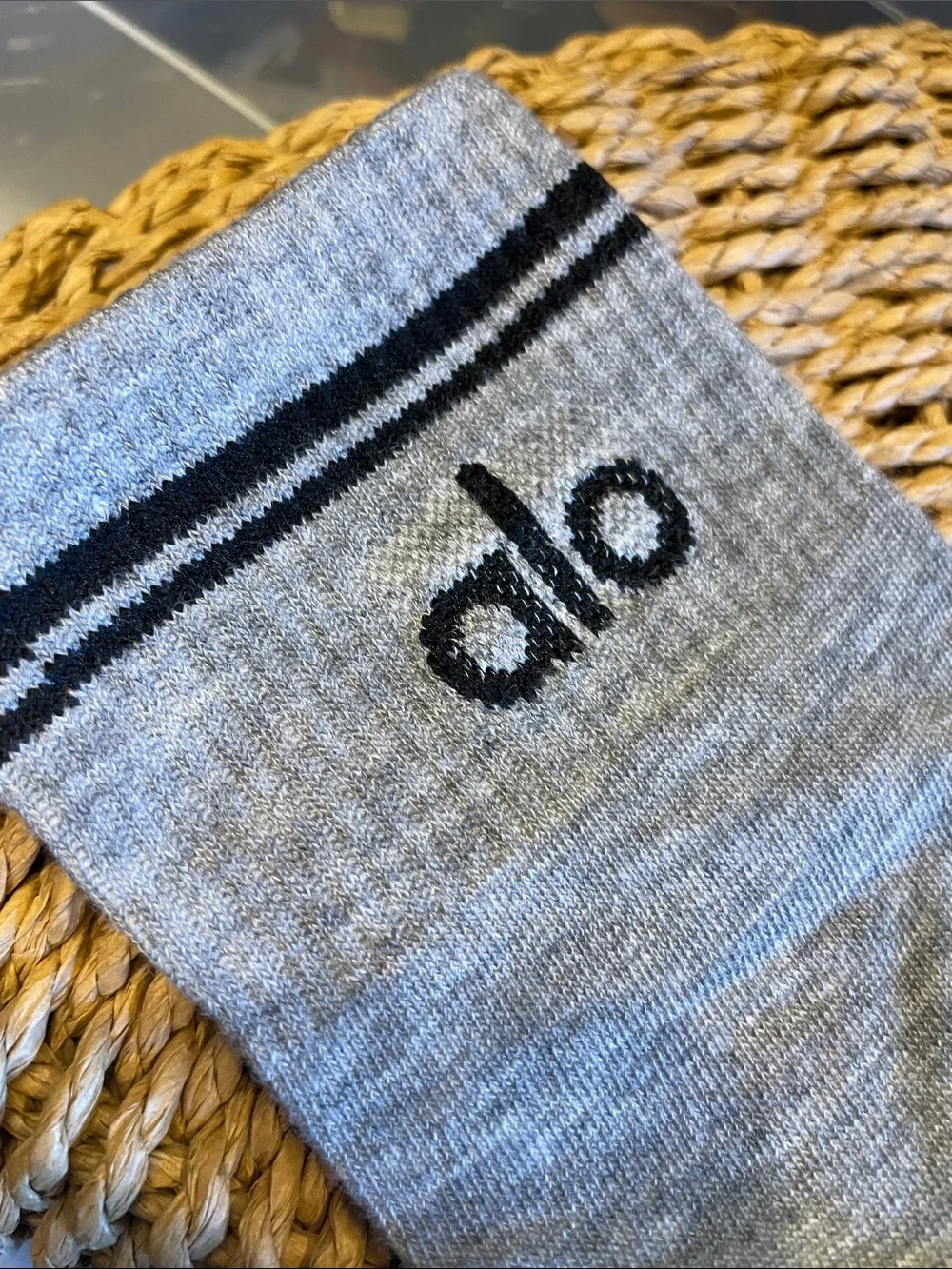 Light Gray Ankle Socks with Black Stripe